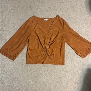 Elegant Burnt Orange Blouse with Knot Detail